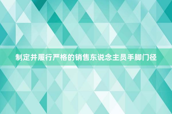 制定并履行严格的销售东说念主员手脚门径